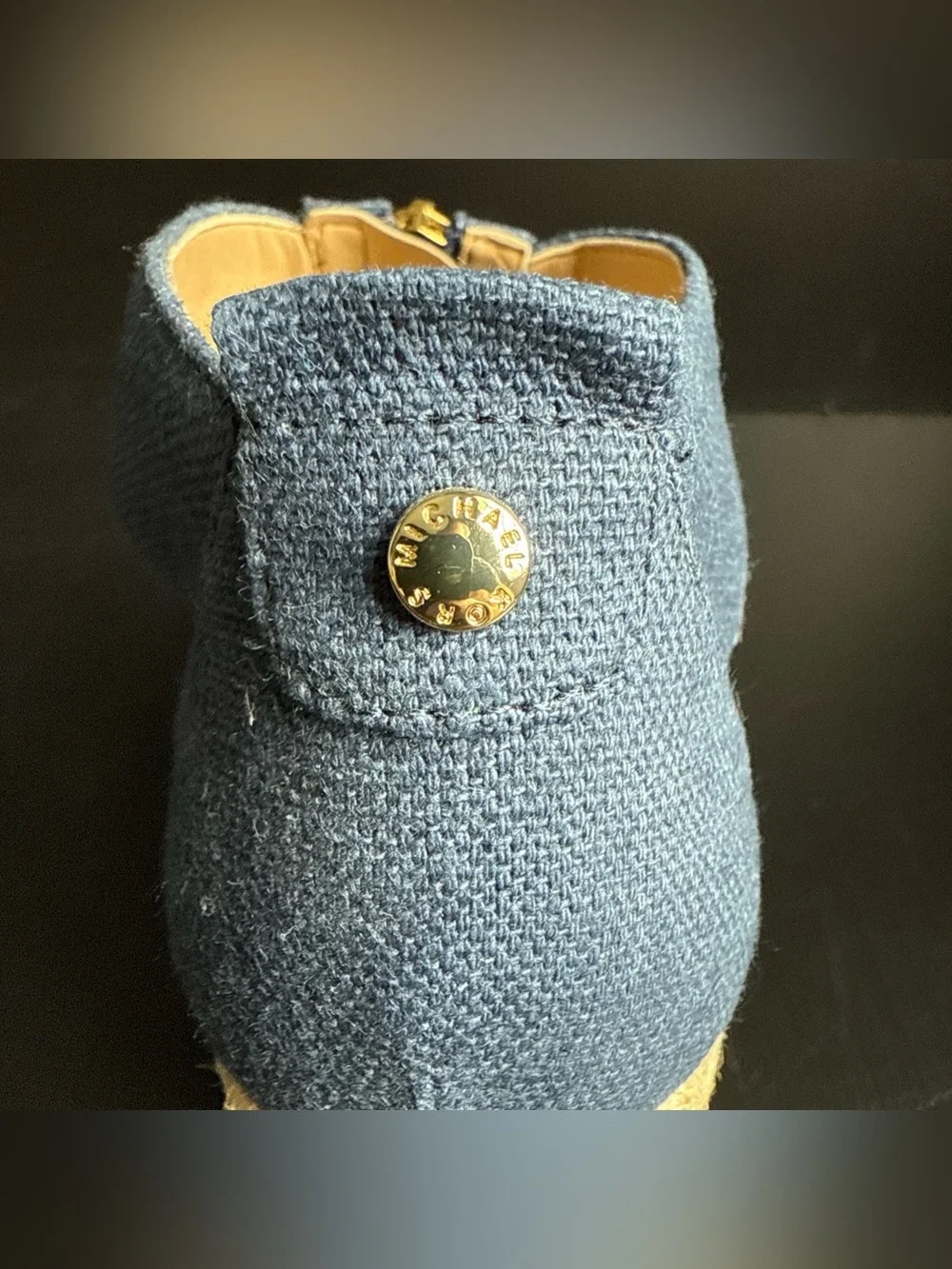 Pre-Owned Michael Kors Navy Canvas Damita Wedge Espadrille Women’s Size 9.5